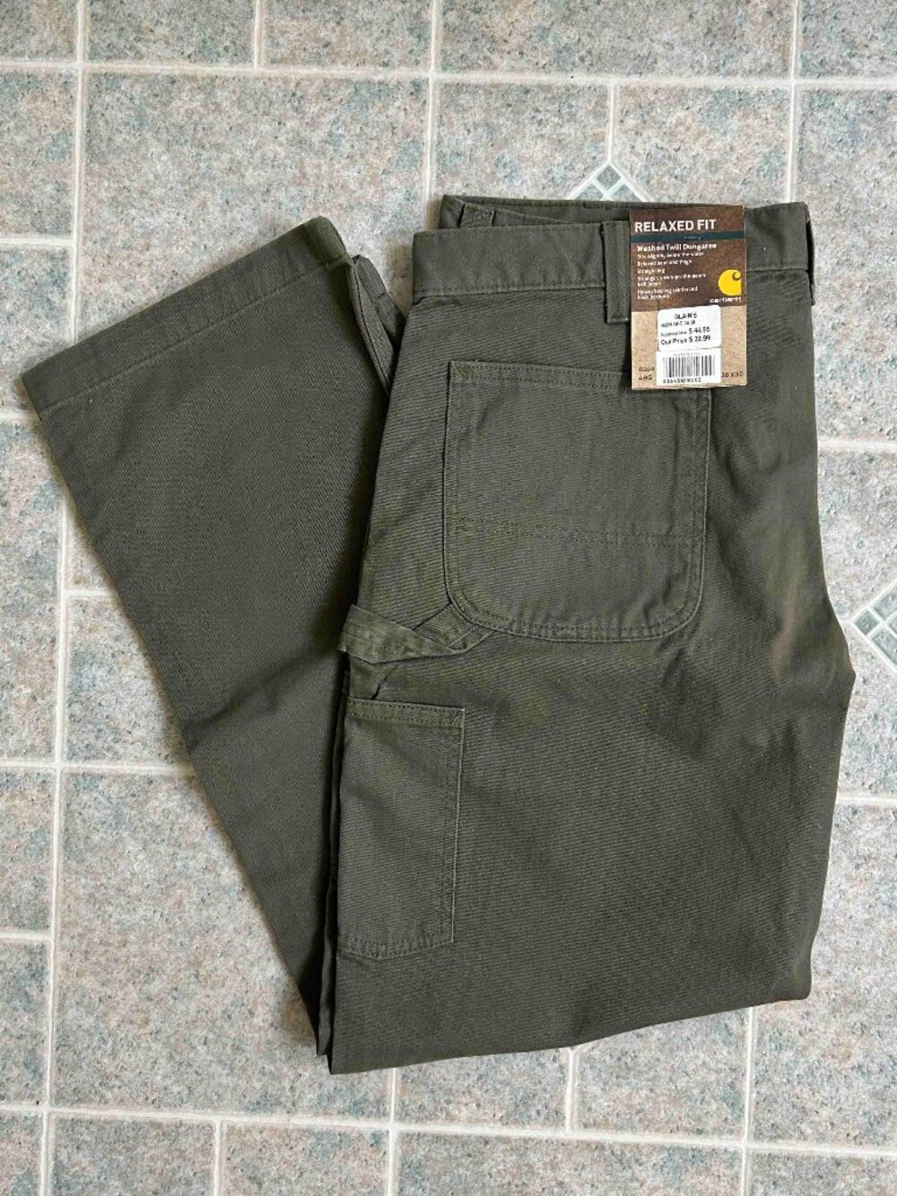 Mens Carhartt Olive Twill Jeans NWT